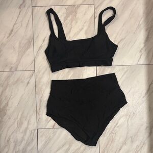 Aerie Black Bikini Top and High Waisted Crossover Bottom